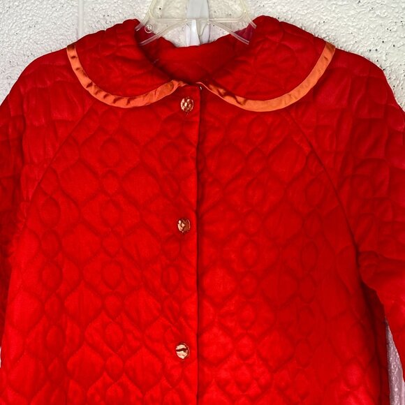 Texsheen Lingerie Vintage Quilted House Coat Robe Red Size M - Picture 2 of 11